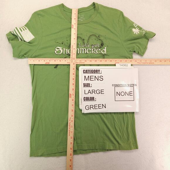 Grunt Style Lets Get Shammered Crew Neck T Shirt Mens Size Large L Green - Picture 5 of 9